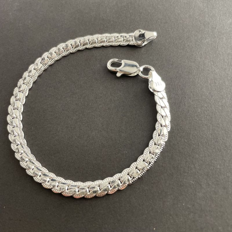 Silver Plated Side Bracelet For Men Women, Korean And Japanese Style, Unique Cool Hip-Hop Ins Niche Simple Design 5MM_voghion.com