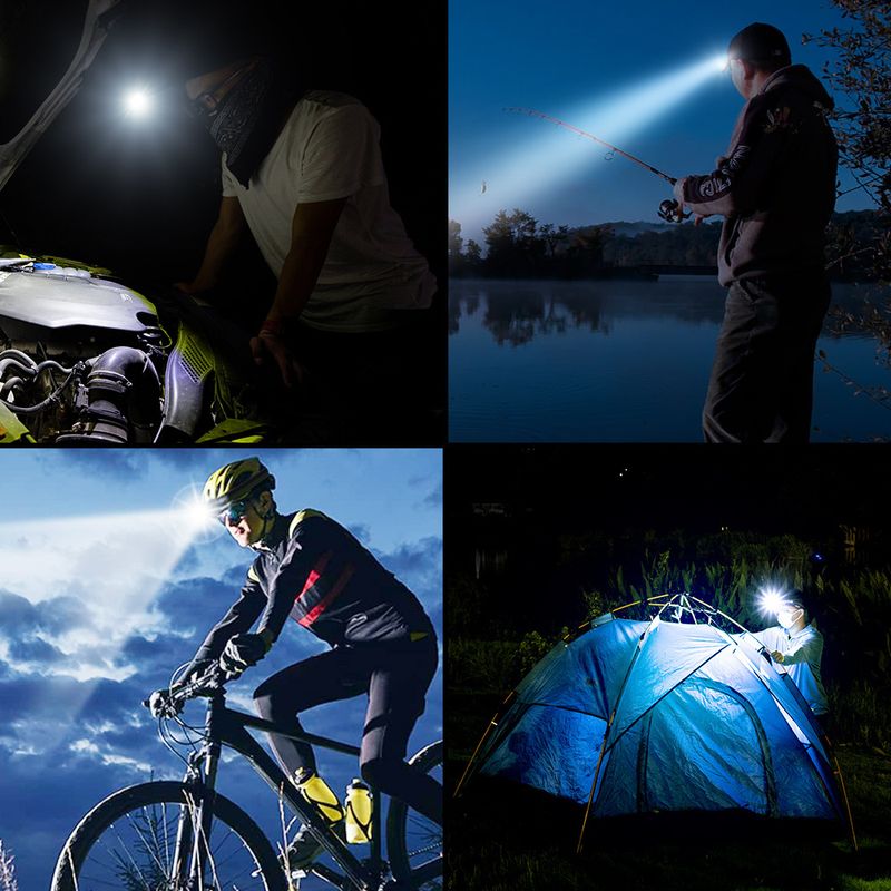 Headlight Sensing Usb Charging Warning Red Led Strong Light Cob Outdoor Night Fishing Waterproof Headlight_voghion.com