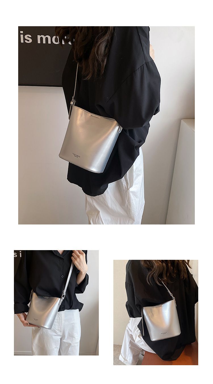 Große Kapazität Echtleder Textur neue Live-Übertragung PU Eimer Crossbody Schultertasche, Damen Auto Nähte_voghion.com