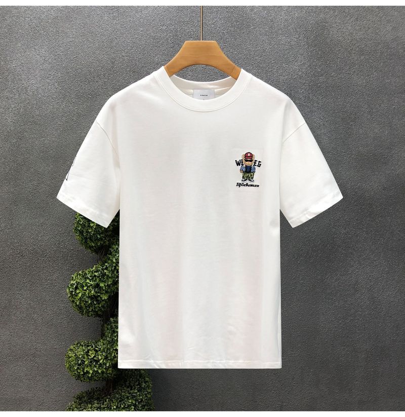 Herrenbekleidung Kurzarm-T-Shirt mit Cartoon-Bär-Aufdruck für Herren, Sommermode, All-Match, lässiger Rundhalspullover, lockeres Oberteil_voghion.com