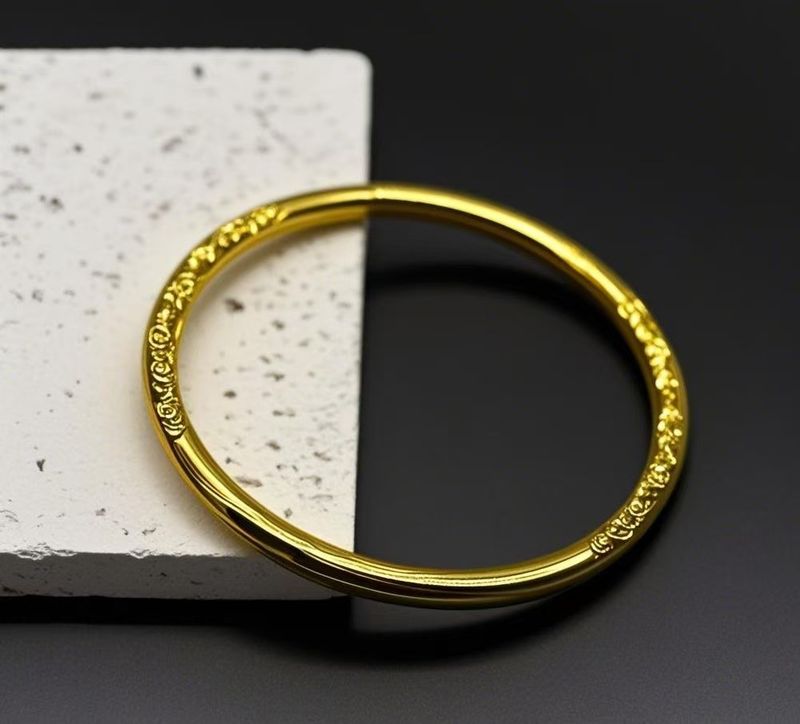 Cerchio di erba intrecciata antica per donna, in oro sabbia, con motivo a volute Bauhinia e cerchi in argento massiccio._voghion.com