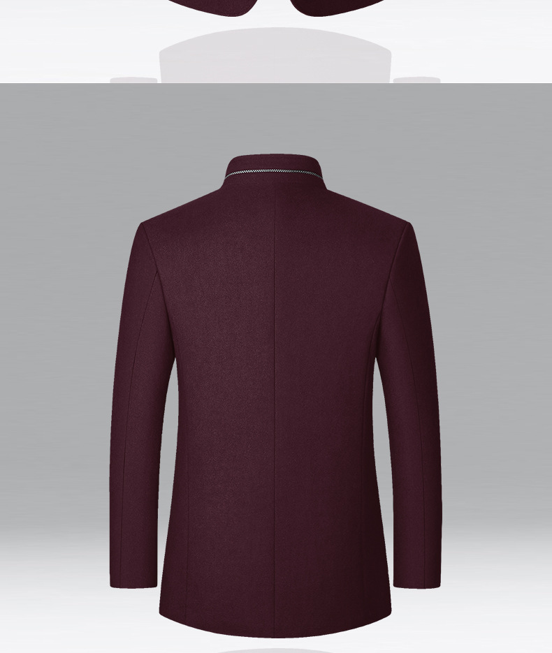 Automne et hiver nouvelle veste pour hommes d'âge moyen manteau en laine col montant manteau en laine décontracté vêtements pour hommes_voghion.com