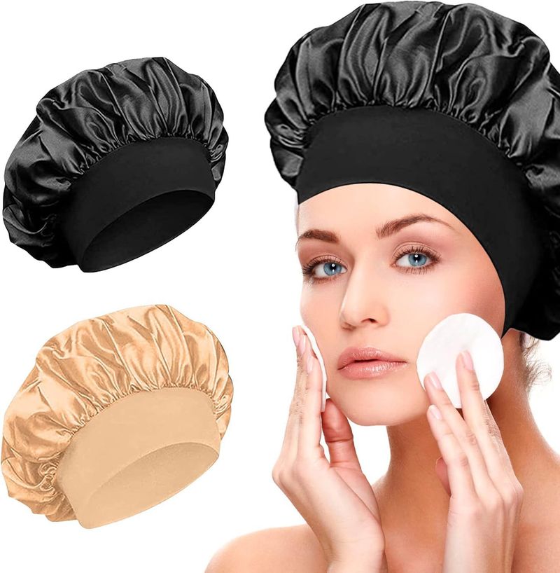 Breedgerande, zeer elastische hoofddoek, beautyhoed, badhoed, haarverzorgingshoed, gekleurde dameshoed, slaapmuts_voghion.com