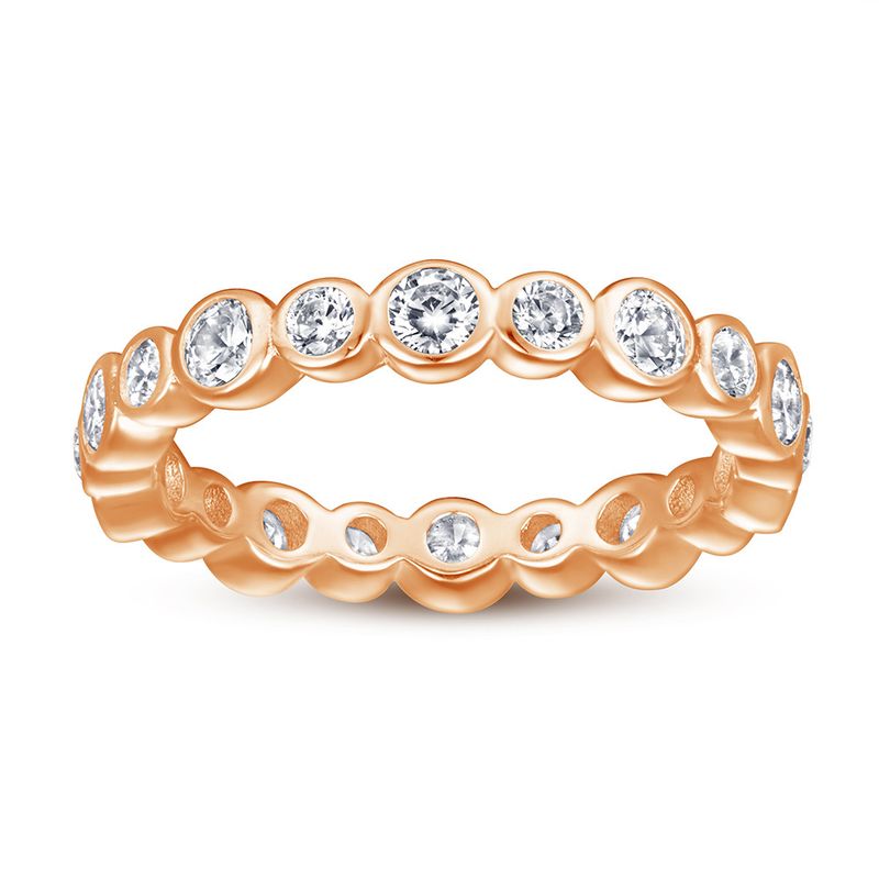 Full Diamond Row Ring - 925 Sterling Silver Rose Gold/Platinum Plated Ring_voghion.com
