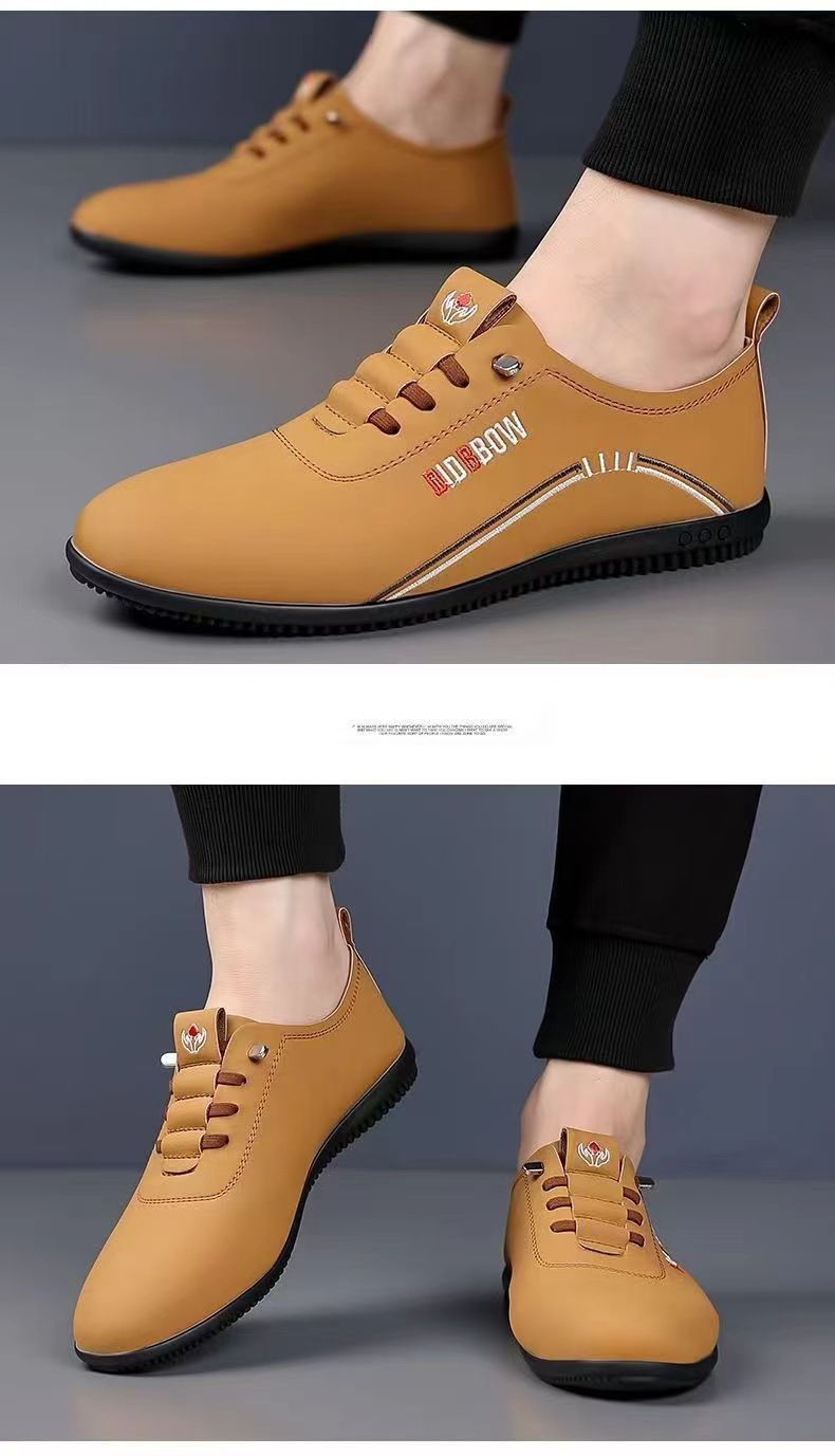 Nuove scarpe da lavoro in pelle da uomo con suole morbide e traspiranti, scarpe versatili britanniche con un solo pedale, scarpe Doudou da uomo_voghion.com