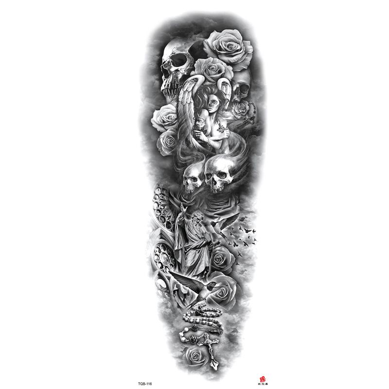 Autocollant de tatouage imperméable pour bras complet tendance_voghion.com