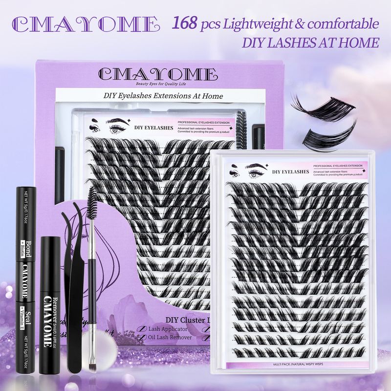 168 Faux cils denses, bouclés naturels, à poser soi-même, en forme de C incliné_voghion.com