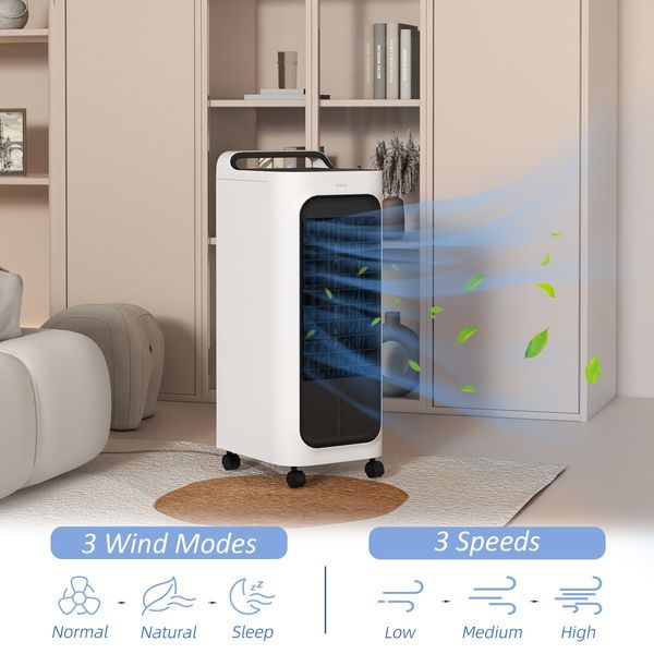 HOMCOM 26' Evaporative Air Cooler With Ice Packs, 3-In-1 Ice Cooling Fan, Portable Swamp Cooler With Water Tank, Timer, 90° Oscillating, Remote, For_voghion.com
