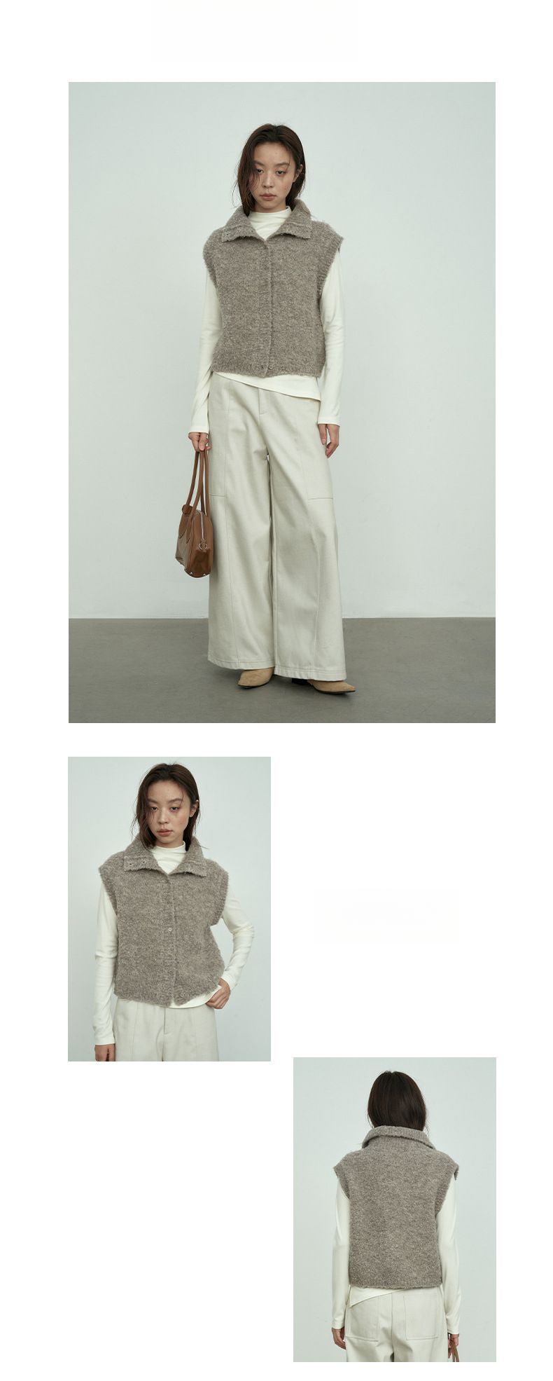 Lines Style Winter Korean Version Sleeveless Intellectual Commuting Versatile Wool Cardigan_voghion.com