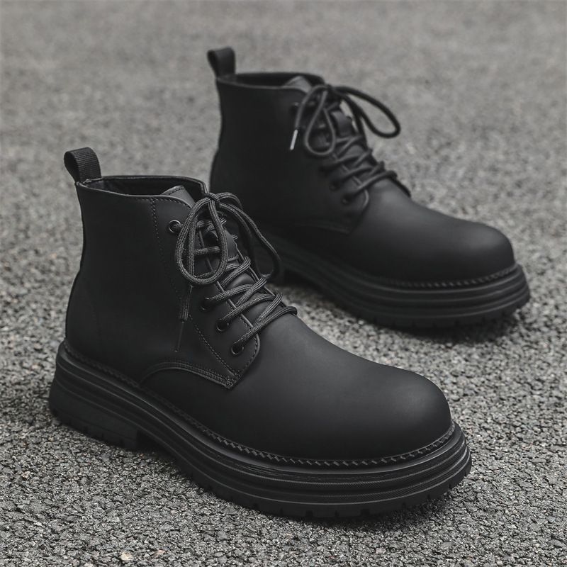 Martin Boots Men's Legs Thin Inner Height Increase Thick Sole Fashion Boots Height Increase Tide Shoes_voghion.com