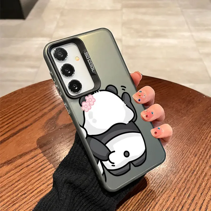 Αστεία θήκη τηλεφώνου Panda Bunny για ζευγάρια για Samsung Galaxy A55 A54 A53 A52 A51 A70 A32 A13 5G με αντικραδασμική προστασία και χρωματιστό ασημί κάλυμμα Fundas_voghion.com