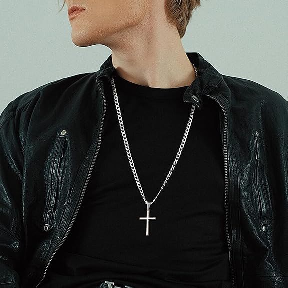 Nuova collana con ciondolo a croce in acciaio inossidabile Hip-Hop per uomo, semplice e classica, gioiello di personalità_voghion.com