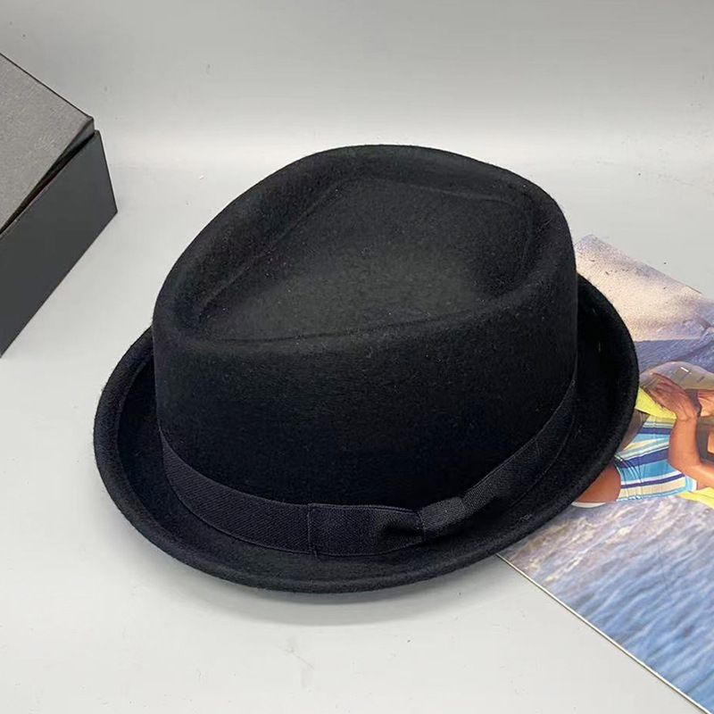 Woolen gem top bow with crimped edge for both men and women small hat personalized trendy hat_voghion.com