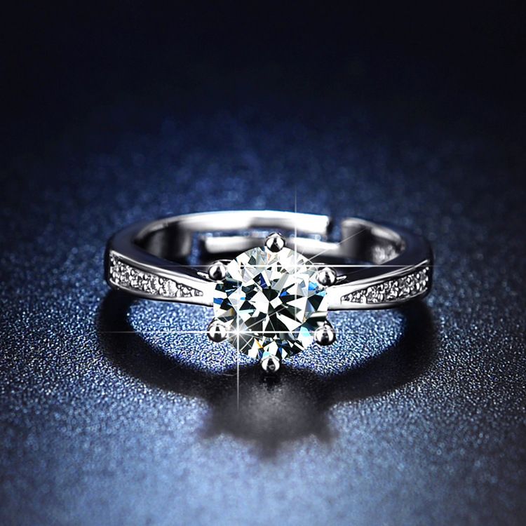 Moissanite kalp sekiz ok kadın bir karat basit altı pençeli alyans pırlanta yüzüğünün canlı yayın satışları,_voghion.com