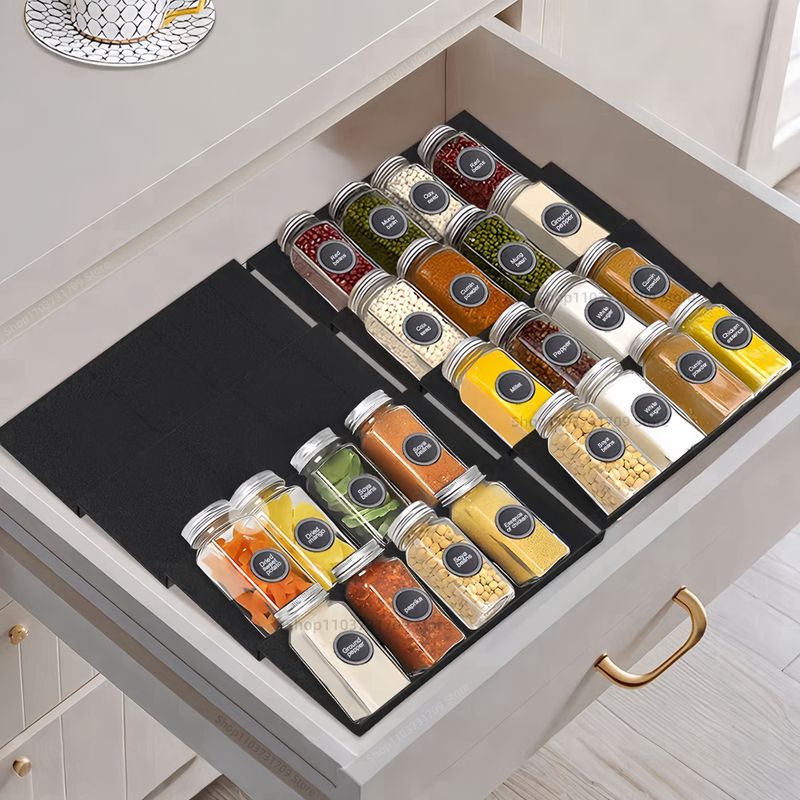 4-Tier Spice Shelf - Adjustable Cabinet Organizer, Space Saving For Jars, EU Kitchen Storage_voghion.com