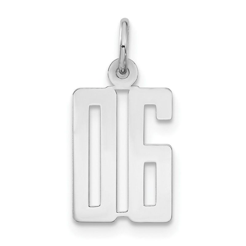 Sterling Silver Small Elongated Polished 06 Number Charm_voghion.com