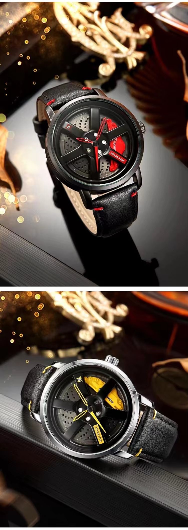 Car Hub 360° Rotation Watches Wheel Watch Outline Men's Watch With Box_voghion.com