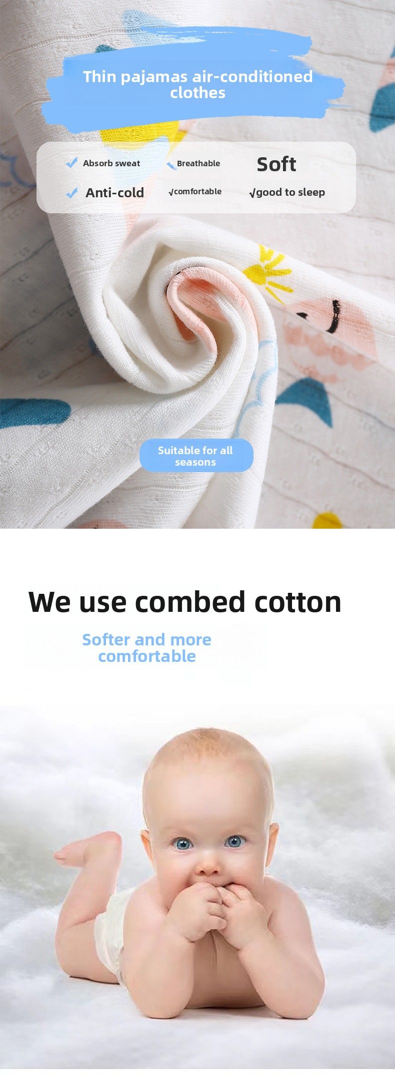 Weiche, atmungsaktive Baumwolle, Baby-Kinder-Pyjama-Set, süßes Cartoon-Langarm-Schlafanzug-Set für 0–5 Jahre_voghion.com