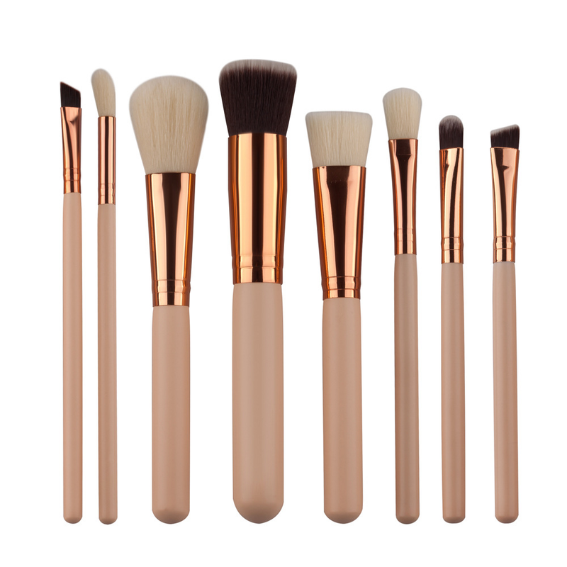 8-teiliges Make-up-Pinsel-Set, Make-up-Werkzeuge, Hautfarbe, Braun, Gold, Schönheit, Make-up, Lidschattenpinsel, GUJHUI_voghion.com