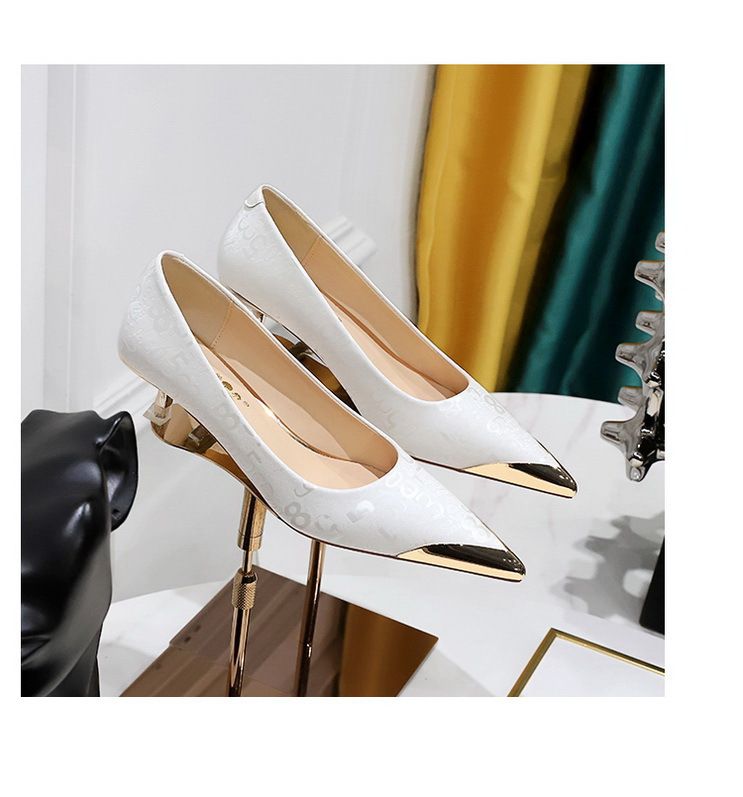 237-28 scarpe da donna alla moda per banchetti con tacco medio sottile, bocca bassa, punta affilata in metallo, motivo digitale,_voghion.com