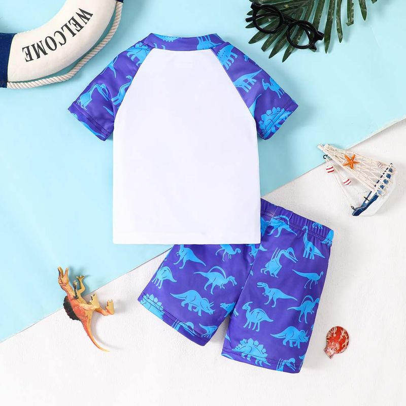 Traje de verano para niño, jersey de dinosaurio, pantalones cortos, traje de dos piezas, moda europea y americana, traje de baño de playa de secado rápido para niños._voghion.com