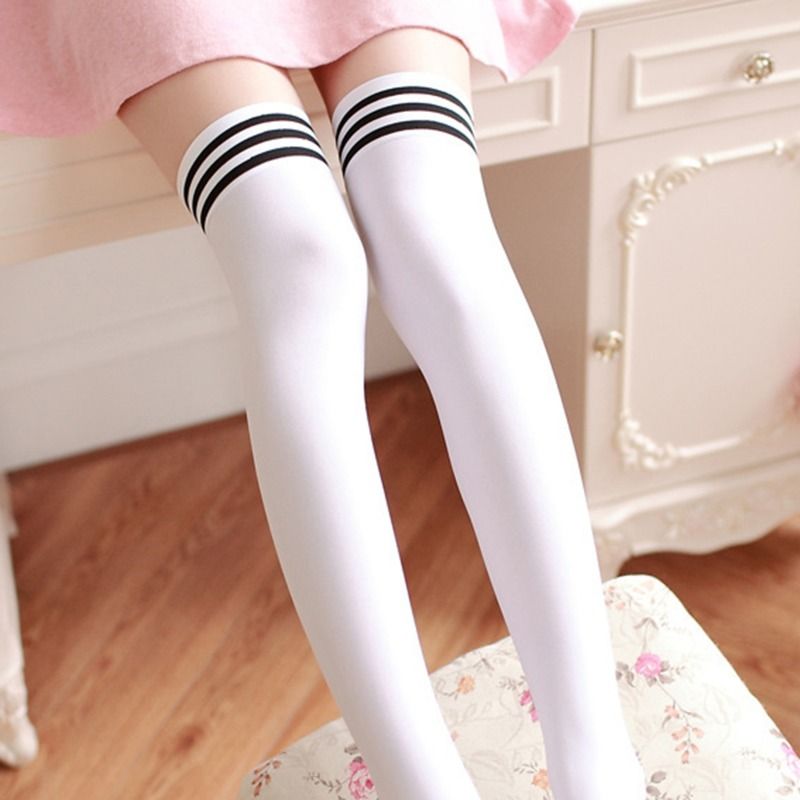 Oberschenkel Hohe Socken Gestreifte Frauen Sexy Lange Strümpfe Weibliche Über Knie Socken Nylon Frauen Beinlinge_voghion.com
