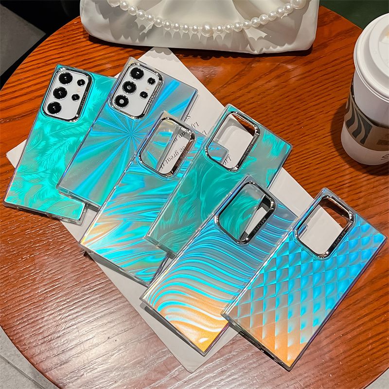 Custodia per telefono opaca con texture laser per Samsung Galaxy S25 S24 S23 FE Plus S22 Ultra A15 A25 A35 A55 A54 A34 A14 Cover posteriore rigida in PC_voghion.com