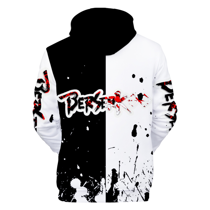Felpe con cappuccio autunno 3D Comic Berserk Felpe da uomo Donna Pullover unisex Moda Felpa con cappuccio per bambini Casual Ragazzi Nero_voghion.com