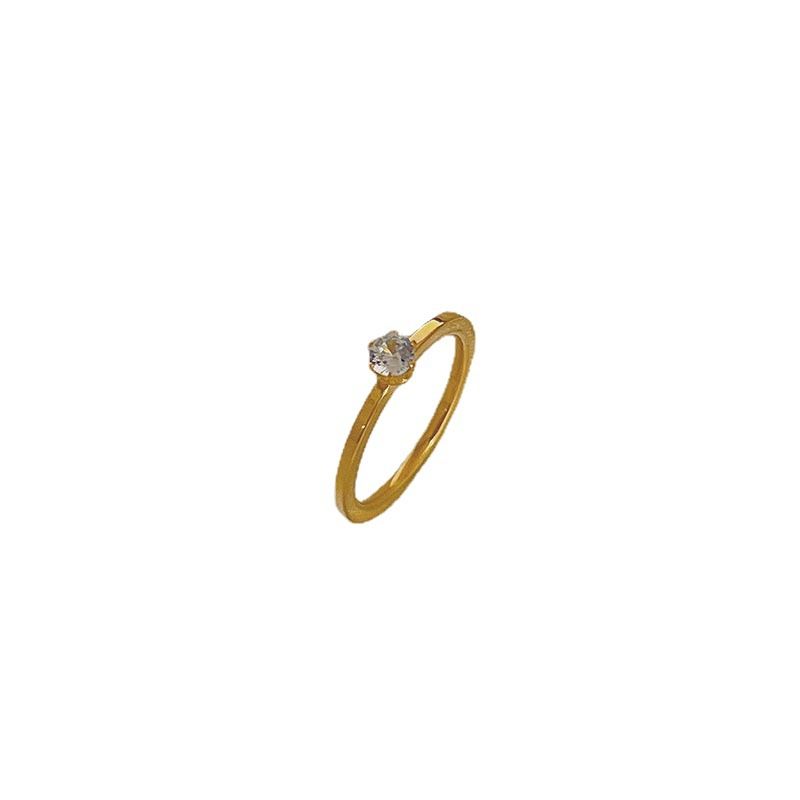 Anel de seis pontas de aço titânio para mulheres, que não desbota, simples e luxuoso, com proposta de diamante solto, anel de cauda para dedo indicador_voghion.com