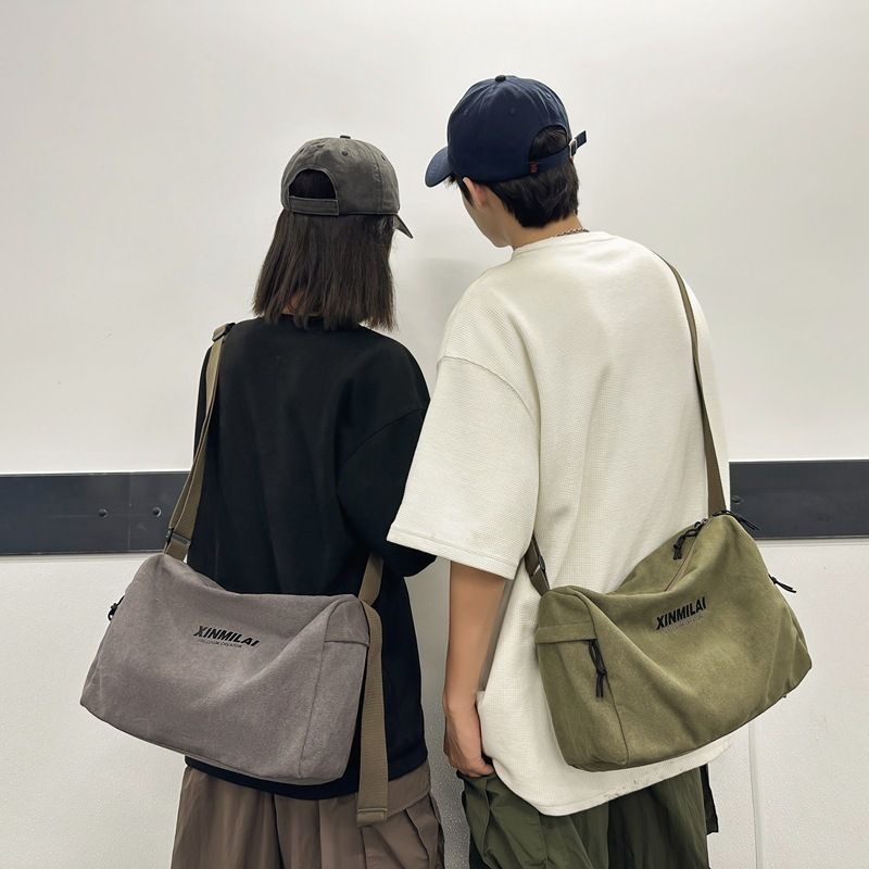 Zaino da campus per studenti, versatile, di nuova moda, con tracolla singola, grande capacità, in tinta unita, semplice e alla moda._voghion.com