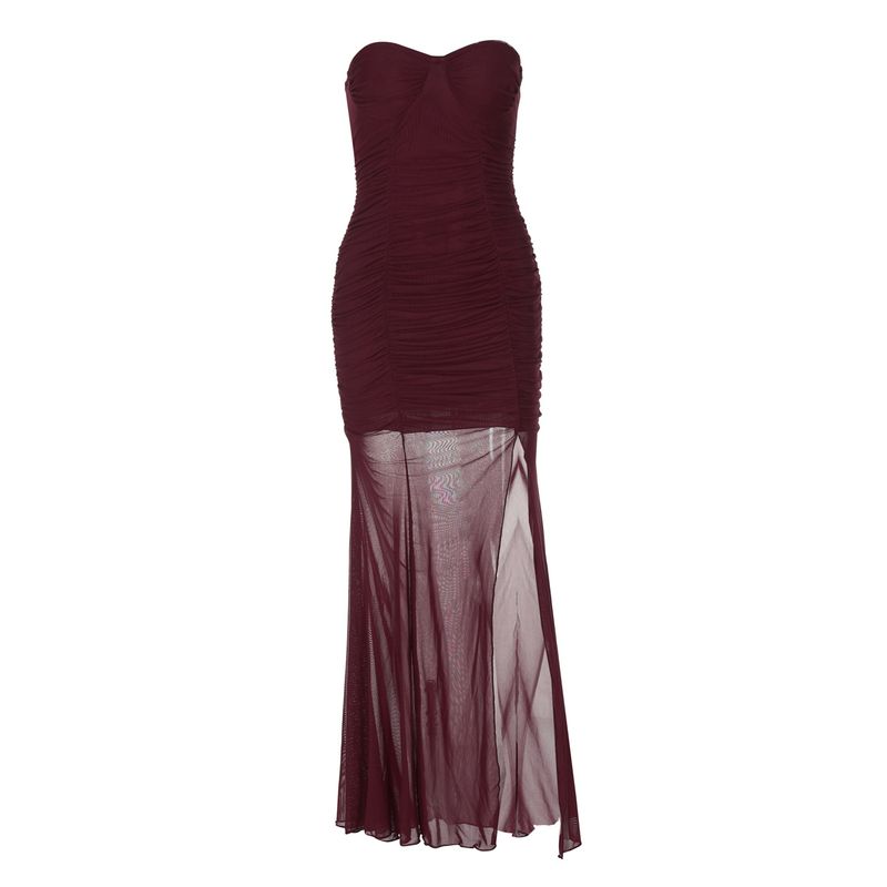 Abbigliamento da donna, primavera ed estate, top a tubino sexy con spacchi in rete, abito aderente con fianchi stretti_voghion.com