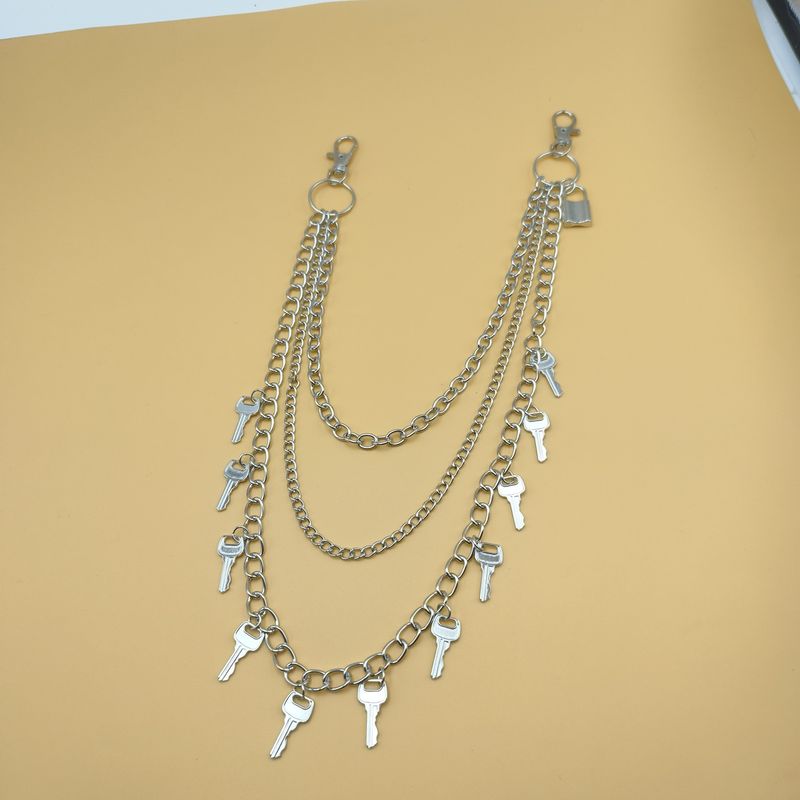 Gioielli europei e americani, nuovi lucchetti con chiave, ciondolo con catena per cintura, stile punk esagerato._voghion.com