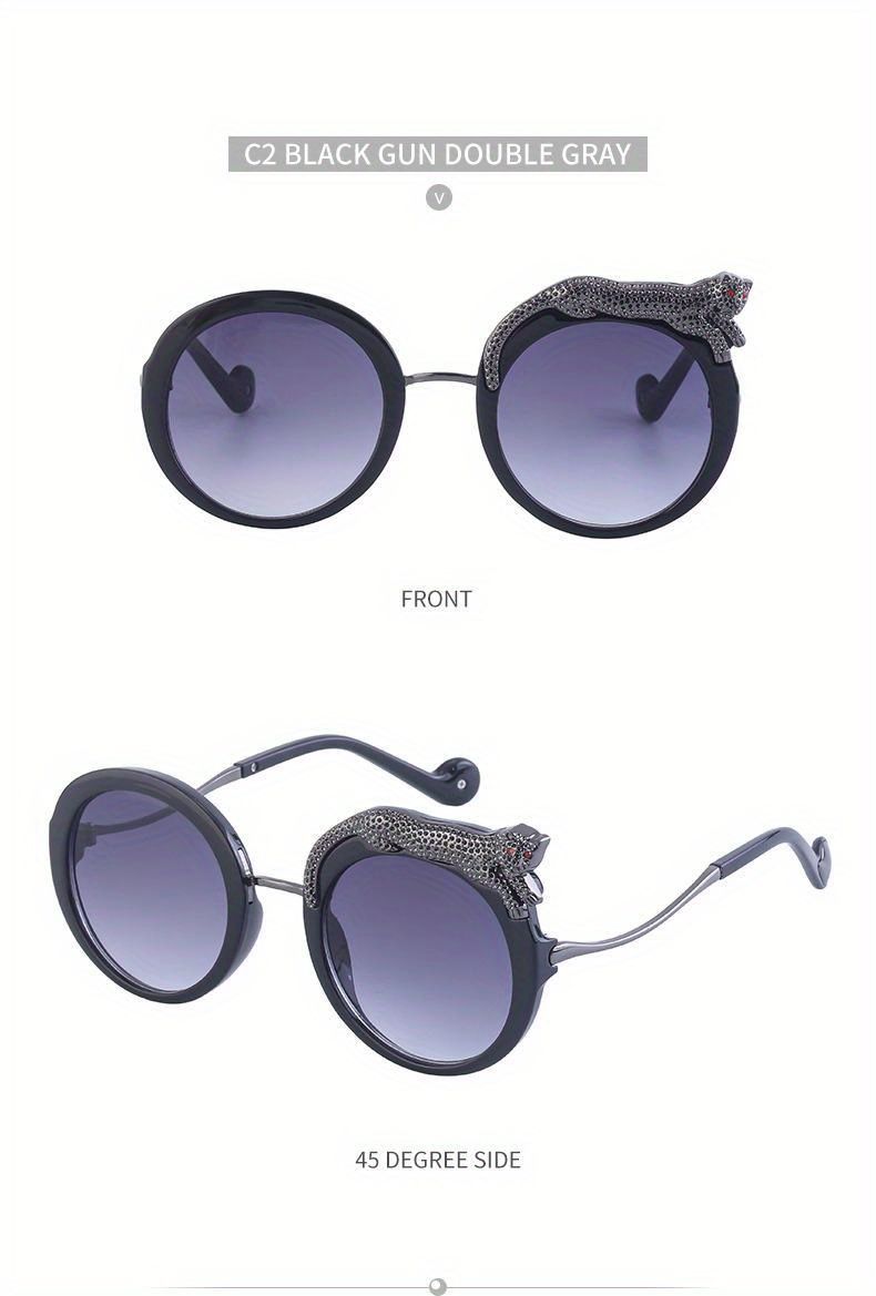 Punk leopard print women's oversized circular glasses, anti glare sunshade for driving and traveling_voghion.com
