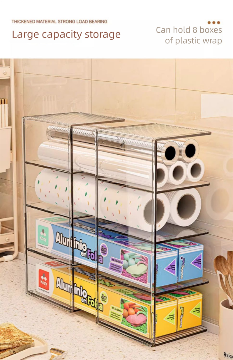 Armoire de rangement pour film alimentaire de cuisine, ensemble de sacs de conservation à plusieurs niveaux, boîte de rangement, tiroir à épices, étagère de séparation_voghion.com