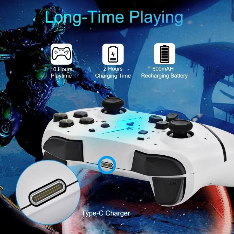 Kabelloser RGB-Gaming-Controller | Ergonomisches Design, 1200-mAh-Akku, Unterstützung für PC/Android TV | RGB-Licht und Vibrationsfeedback für wettkampforientierte Gamer_voghion.com