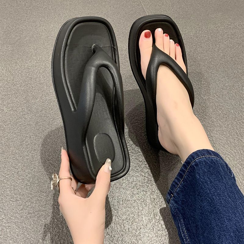 Women's Flip-Flops Indoor And 6cm Thick Sole EVA Comfortable Fashionable Outdoor Beach Sandals Korean Style Toe Post_voghion.com