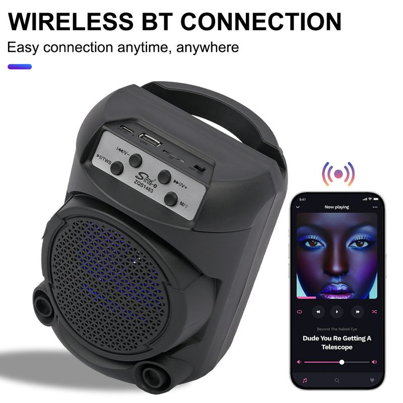 ZQS1483 Lange Akkulaufzeit, Aufladen im Freien, Stereo, tragbarer kabelloser Bluetooth-Kleinlautsprecher für den Außenbereich_voghion.com