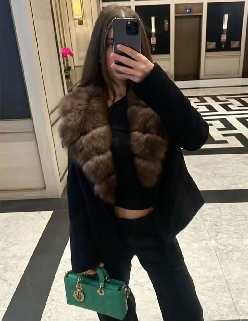 Damenmantel mit Wollimitatkragen – Elegante Winterjacke für Damen (Schwarz, S/M/L)_voghion.com