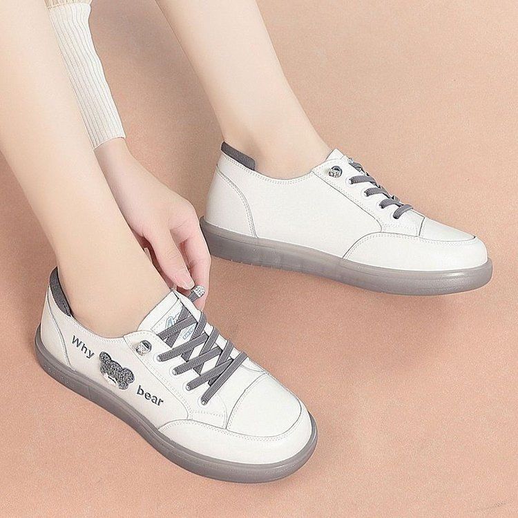 Nuove sneakers bianche primaverili da donna, scarpe casual in pelle versatili con suola morbida e piatta, antiscivolo_voghion.com
