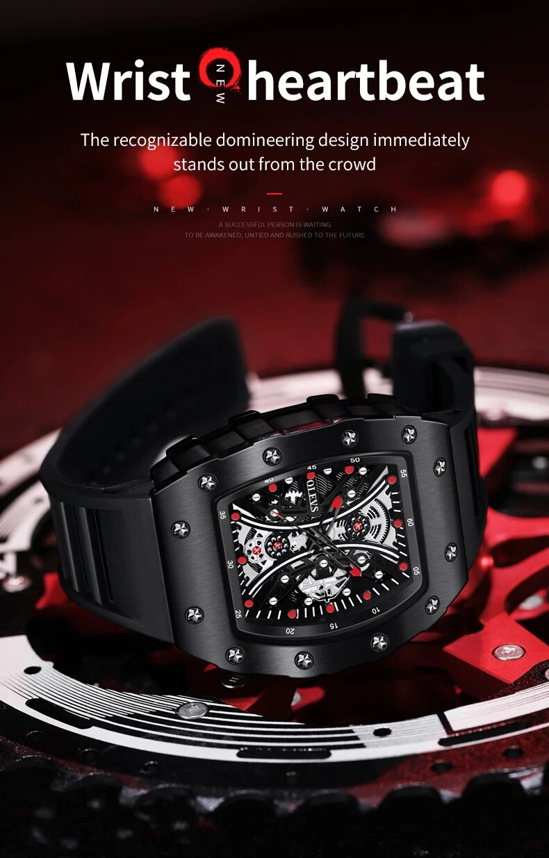 Herrklockor Toppmärke Original Quartz Armbandsur Mode fatformad urtavla Vattentät, självlysande gummibandsur_voghion.com