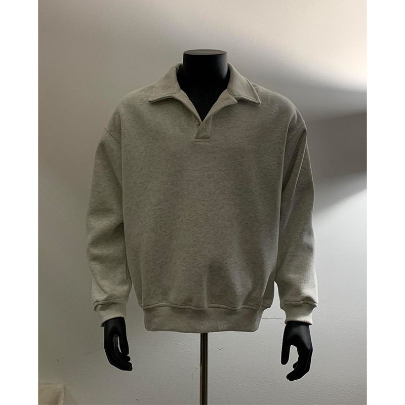 Felpa corta con cappuccio per uomo in primavera e autunno, polo a maniche lunghe con colletto e strato di base, tendenza della moda maschile_voghion.com