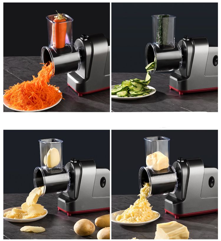 LMETJMA 250 W 5 In 1 Elektrischer Gemüseschneider Schredder Automatische Salat-Shooter-Maschine Käsereibe Karotten-Kohlschneider JT253_voghion.com