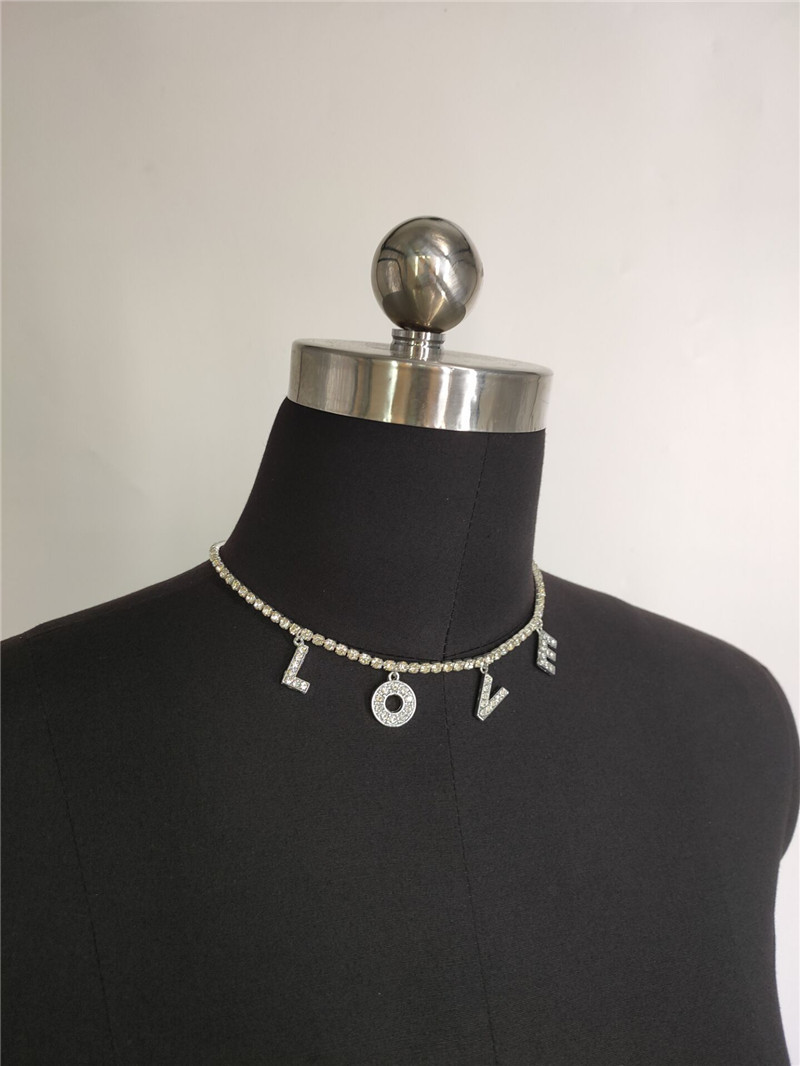 sources rhinestone bright diamond flash diamond letter combination pendant single row diamond necklace fb1543_voghion.com