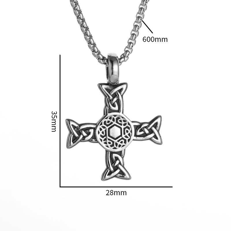 Vintage Rish Nordic Cross Celtic Knot Anhänger Halskette für Männer Frauen norwegischen glücklichen Amulett Schmuck_voghion.com