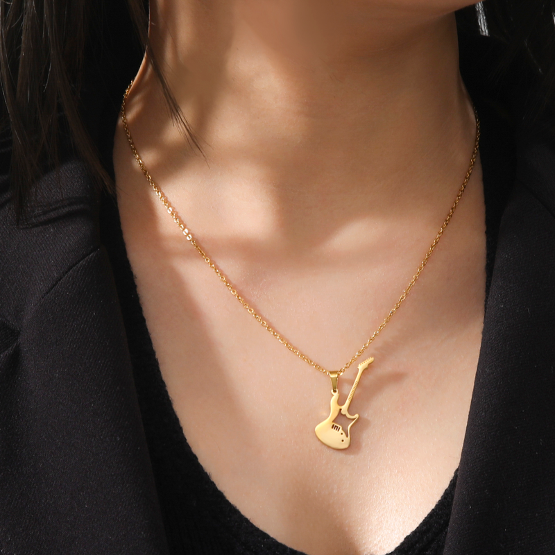 Skyrim pendant male and female music notes, stainless steel, gold, microphone, accordion, necklace, jewelry, gifts_voghion.com