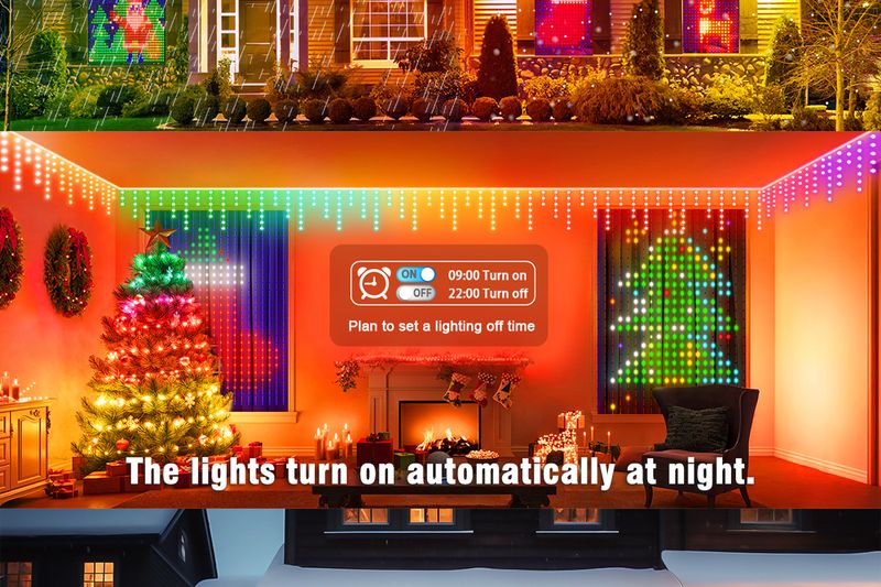 Inteligentne sople świetlne Bluetooth - zmieniające kolor światła zewnętrzne RGB do ogrodu/patio (wodoodporne 100 stóp, sterowanie aplikacją, dekoracja na przyjęcie świąteczne)_voghion.com
