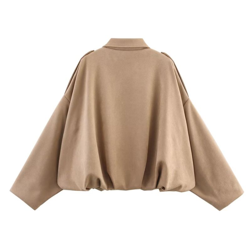 Women's Clothing Fashion Bomber Jacket With Batwing Sleeves - Stylish Zip-Up Casual Top For Spring (Multiple Colors & Sizes)_voghion.com