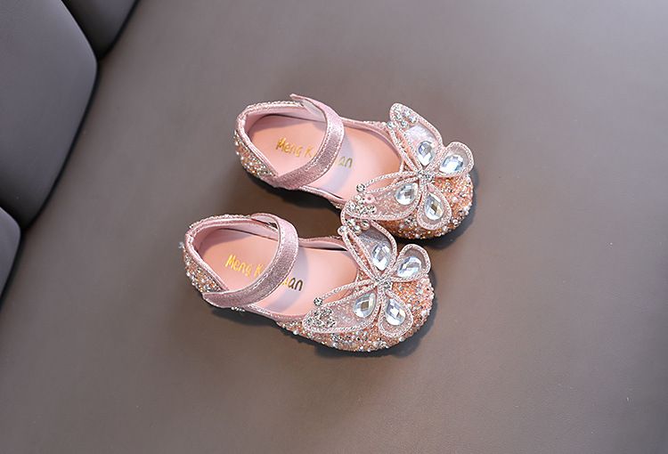 Mädchen Prinzessin Square Mund Strass Bogen Einzelnen Schuh Schuhe Zeigen Tanz Schuh Mädchen_voghion.com