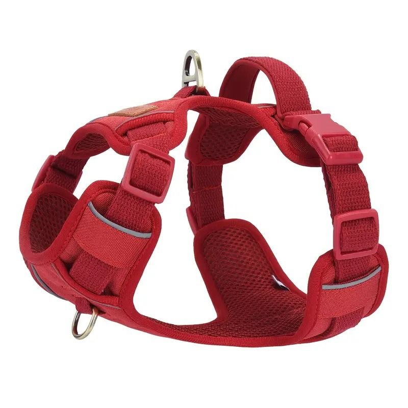 Pettorina per cani in pelle PU con strisce riflettenti antideflagranti, stile gilet_voghion.com