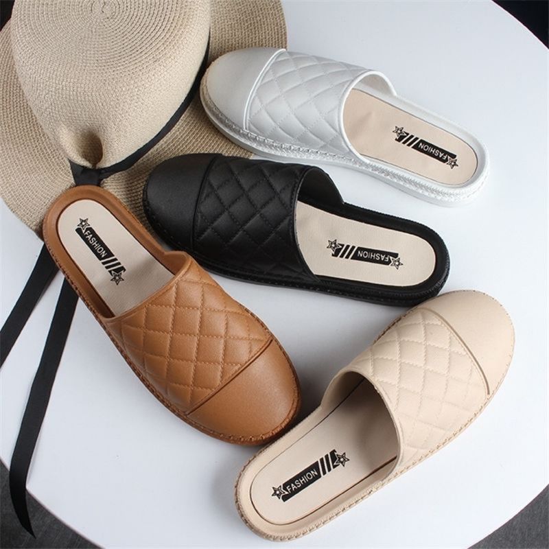 Damskie buty w nowym stylu online gwiazdy półpantofle domowe wypoczynek wodoodporne antypoślizgowe płaskie sandały_voghion.com
